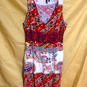 Boho inspired Red multi-colored Maxi dress